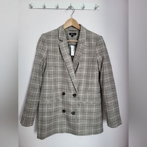 Reitmans Gray Plaid Double-Breasted Blazer sz 4